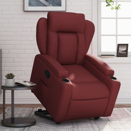 Sillón reclinable elevable cuero artificial rojo tinto by , Armchairs - Ref: Foro24-3204548, Price: 285,27 €, Discount: %