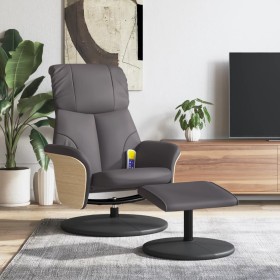 Sillón de masaje reclinable con reposapiés cuero sintético gris de , Sillones - Ref: Foro24-356639, Precio: 153,22 €, Descuen...