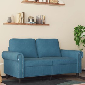 Sofá de 2 plazas terciopelo azul 120 cm