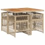 Set comedor de jardín 5 pzas con cojines ratán sintético beige by , Garden sets - Ref: Foro24-3210904, Price: 299,87 €, Disco...