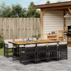 Set de comedor de jardín 9 pzas y cojines ratán sintético negro by , Garden sets - Ref: Foro24-3210927, Price: 560,15 €, Disc...