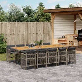 Set de comedor de jardín 11 pzas y cojines ratán sintético gris by , Garden sets - Ref: Foro24-3210938, Price: 765,18 €, Disc...
