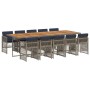 Set de comedor de jardín 11 pzas y cojines ratán sintético gris by , Garden sets - Ref: Foro24-3210938, Price: 765,18 €, Disc...