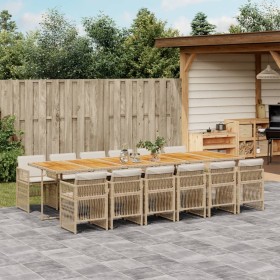 Set comedor de jardín con cojines 13 pzas ratán sintético beige by , Garden sets - Ref: Foro24-3210952, Price: 923,17 €, Disc...