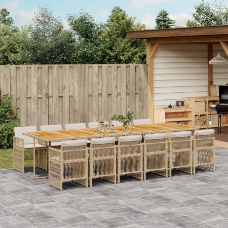Set comedor de jardín con cojines 13 pzas ratán sintético beige by , Garden sets - Ref: Foro24-3210952, Price: 923,17 €, Disc...