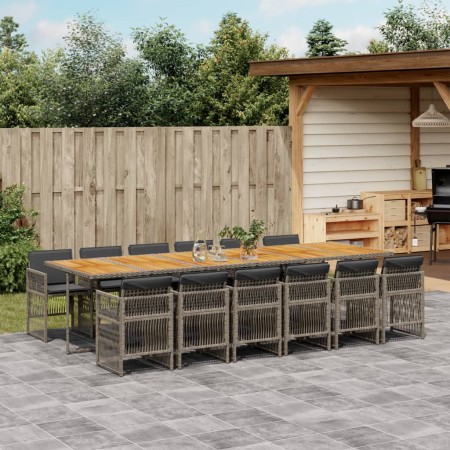 Set comedor de jardín con cojines 13 pzas ratán sintético gris by , Garden sets - Ref: Foro24-3210950, Price: 895,17 €, Disco...