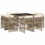 Set comedor de jardín 9 pzas con cojines ratán sintético beige | Foro24.es | Tu tienda online para hogar, jardín y más Foro24.es