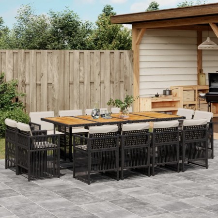 Set comedor de jardín con cojines 13 pzas ratán sintético negro by , Garden sets - Ref: Foro24-3211047, Price: 770,35 €, Disc...