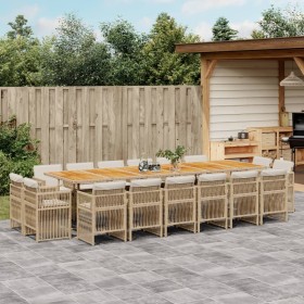Set comedor de jardín 17 pzas con cojines ratán sintético beige by , Garden sets - Ref: Foro24-3211072, Price: 1,00 €, Discou...