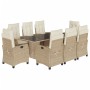 Set comedor de jardín 9 pzas con cojines ratán sintético beige von , Gartensets - Ref: Foro24-3212693, Preis: 1,00 €, Rabatt: %