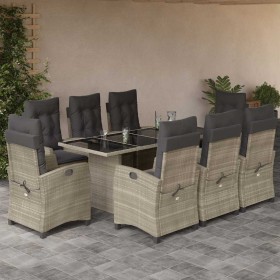 Set comedor de jardín 9 pzas cojines ratán sintético gris claro by , Garden sets - Ref: Foro24-3212700, Price: 1,00 €, Discou...