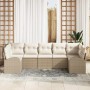 Conjunto de sofá de jardín 7 pcs Beige Poliratán