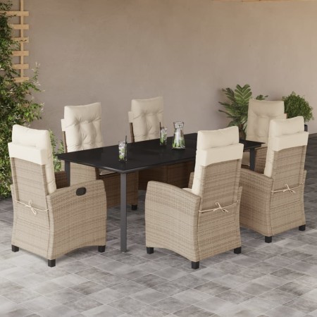 Set comedor de jardín 7 pzas con cojines ratán sintético beige by , Garden sets - Ref: Foro24-3212819, Price: 936,39 €, Disco...
