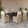 Set comedor de jardín 7 pzas con cojines ratán sintético beige by , Garden sets - Ref: Foro24-3212819, Price: 936,39 €, Disco...