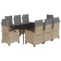 Set comedor de jardín 9 pzas con cojines ratán sintético beige von , Gartensets - Ref: Foro24-3212831, Preis: 1,00 €, Rabatt: %