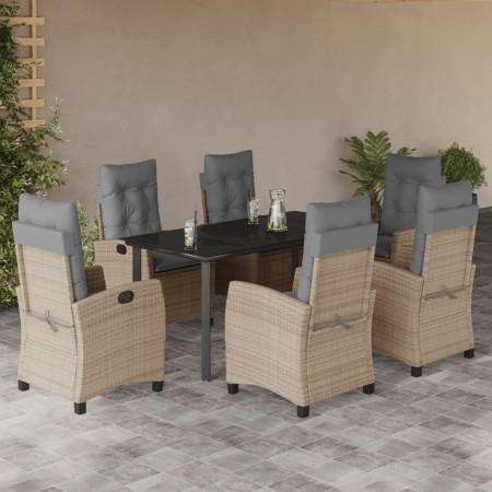 Set comedor de jardín 7 pzas con cojines ratán sintético beige de , Conjuntos de jardín - Ref: Foro24-3212838, Precio: 870,82...