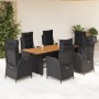 Set de comedor de jardín 7 pzas y cojines ratán sintético negro by , Garden sets - Ref: Foro24-3213139, Price: 830,71 €, Disc...