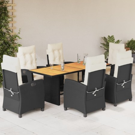 Set de comedor de jardín 7 pzas y cojines ratán sintético negro de , Conjuntos de jardín - Ref: Foro24-3212934, Precio: 865,6...