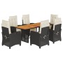 Set de comedor de jardín 7 pzas y cojines ratán sintético negro de , Conjuntos de jardín - Ref: Foro24-3212934, Precio: 865,6...