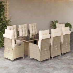 Set comedor de jardín 9 pzas con cojines ratán sintético beige de , Conjuntos de jardín - Ref: Foro24-3213359, Precio: 1,00 €...