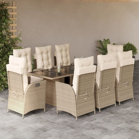 Set comedor de jardín 9 pzas con cojines ratán sintético beige de , Conjuntos de jardín - Ref: Foro24-3213359, Precio: 1,00 €...