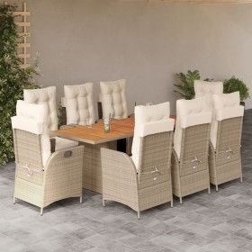 Set comedor de jardín 9 pzas con cojines ratán sintético beige de , Conjuntos de jardín - Ref: Foro24-3213373, Precio: 1,00 €...