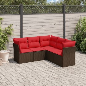 Set comedor de jardín 5 piezas y cojines ratán