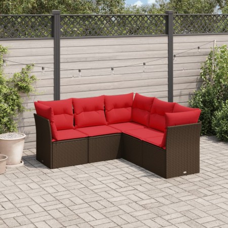 Set comedor de jardín 5 piezas y cojines ratán sintético marrón | Foro24.es | Tu tienda online para hogar, jardín y más Foro24.es