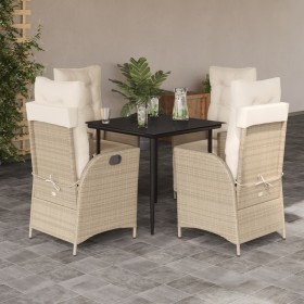 Set comedor de jardín 5 pzas con cojines ratán sintético beige by , Garden sets - Ref: Foro24-3213435, Price: 611,27 €, Disco...