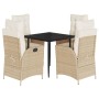 Set comedor de jardín 5 pzas con cojines ratán sintético beige by , Garden sets - Ref: Foro24-3213435, Price: 611,27 €, Disco...