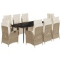 Set comedor de jardín 9 pzas con cojines ratán sintético beige von , Gartensets - Ref: Foro24-3213440, Preis: 1,00 €, Rabatt: %