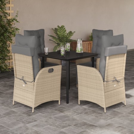 Set comedor de jardín 5 pzas con cojines ratán sintético beige by , Garden sets - Ref: Foro24-3213456, Price: 548,71 €, Disco...