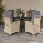 Set comedor de jardín 5 pzas con cojines ratán sintético beige by , Garden sets - Ref: Foro24-3213456, Price: 548,71 €, Disco...