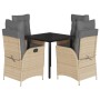 Set comedor de jardín 5 pzas con cojines ratán sintético beige by , Garden sets - Ref: Foro24-3213456, Price: 548,71 €, Disco...