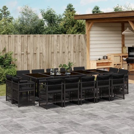 Set comedor de jardín con cojines 15 pzas ratán sintético negro by , Garden sets - Ref: Foro24-3211051, Price: 858,76 €, Disc...