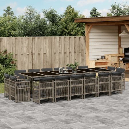 Set comedor de jardín 17 pzas y cojines ratán sintético gris by , Garden sets - Ref: Foro24-3211064, Price: 1,00 €, Discount: %