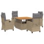 Set comedor de jardín 5 pzas con cojines ratán sintético beige by , Garden sets - Ref: Foro24-3277426, Price: 784,20 €, Disco...