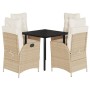 Set comedor de jardín 5 pzas con cojines ratán sintético beige | Foro24.es | Tu tienda online para hogar, jardín y más Foro24.es