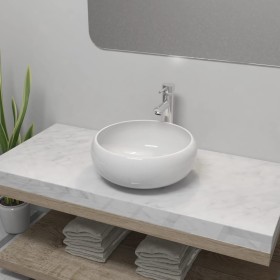 Lavabo de baño redondo con grifo mezclador cerámica blanco von , Sinkt - Ref: Foro24-275495, Preis: 97,80 €, Rabatt: %