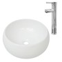 Lavabo de baño redondo con grifo mezclador cerámica blanco by , Sinks - Ref: Foro24-275495, Price: 97,80 €, Discount: %