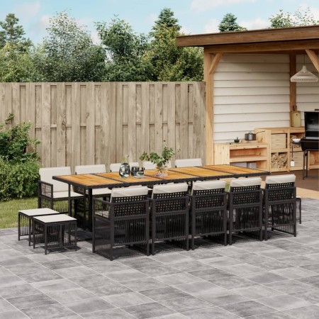 Set comedor de jardín con cojines 15 pzas ratán sintético negro by , Garden sets - Ref: Foro24-3210999, Price: 830,01 €, Disc...