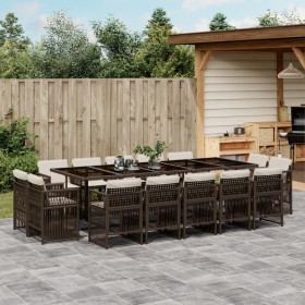 Set comedor de jardín y cojines 15 pzas ratán sintético marrón by , Garden sets - Ref: Foro24-3211053, Price: 880,84 €, Disco...
