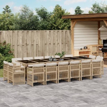 Set comedor de jardín 17 pzas con cojines ratán sintético beige by , Garden sets - Ref: Foro24-3211066, Price: 1,00 €, Discou...