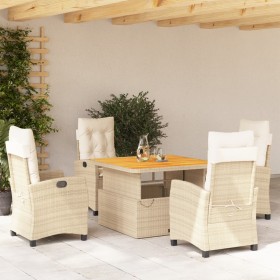 Set comedor de jardín 5 pzas con cojines ratán sintético beige von , Gartensets - Ref: Foro24-3277413, Preis: 681,10 €, Rabat...