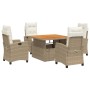 Set comedor de jardín 5 pzas con cojines ratán sintético beige by , Garden sets - Ref: Foro24-3277413, Price: 631,50 €, Disco...
