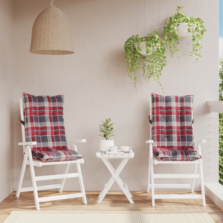 Cojines para silla respaldo alto 2 uds tela Oxford cuadros rojo by , Cushions for chairs and sofas - Ref: Foro24-377641, Pric...