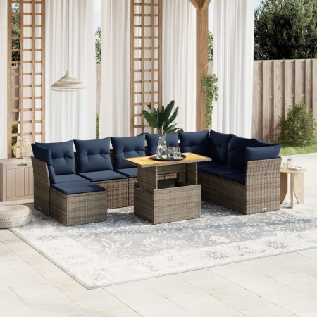 Set de sofás de jardín 9 pzas con cojines ratán sintético gris | Foro24.es | Tu tienda online para hogar, jardín y más Foro24.es