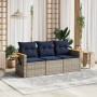 Set de sofá de jardín 3 pzas y cojines ratán sintético gris by , Garden sets - Ref: Foro24-3226600, Price: 251,17 €, Discount: %