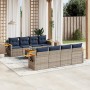 Set de sofás de jardín 9 pzas con cojines ratán sintético gris by , Garden sets - Ref: Foro24-3226663, Price: 654,68 €, Disco...