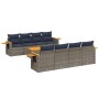 Set de sofás de jardín 9 pzas con cojines ratán sintético gris by , Garden sets - Ref: Foro24-3226663, Price: 654,68 €, Disco...